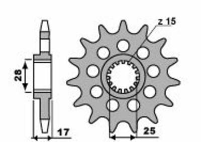 Pignon de sortie de boite PBR acier standard 2250 - 520 16 dents