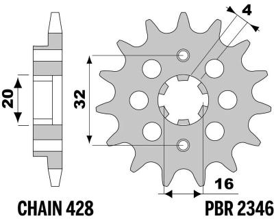 Pignon de sortie de boite PBR acier standard 2346 - 428