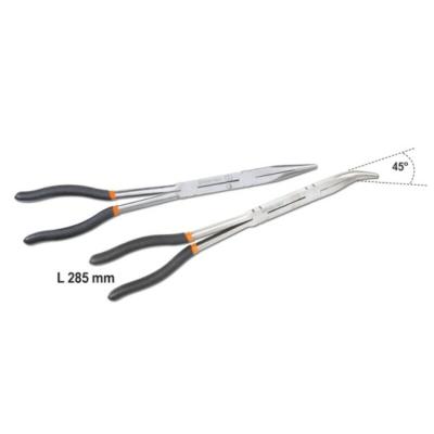 Pince Beta Jeu de 2 extra-longues à becs demi-ronds striées avec double articulation