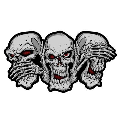 Planche de stickers Lethal Threat MINI SEE SPEAK HEAR NO EVIL SKULLS 60x80mm