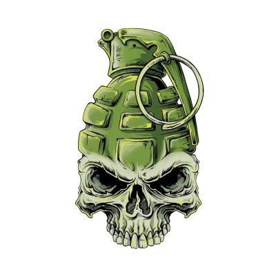Planche de stickers Lethal Threat MINI TETE MORT GRENADE 60x80mm