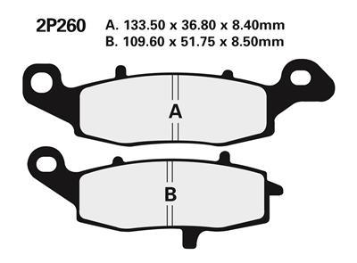 Plaquettes de frein Nissin 2P260NS Semi-M&eacute;tallique