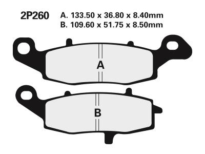 Plaquettes de freins Nissin route semi-m&eacute;tallique - 2P-260NS