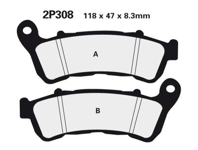 Plaquettes de freins Nissin route semi-m&eacute;tallique - 2P-308NS