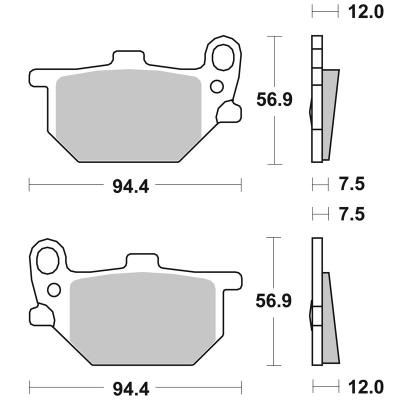Plaquettes de freins SBS 528HF Organique avant/arri&egrave;re (selon mod&egrave;le)