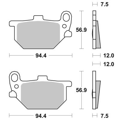 Plaquettes de freins SBS 545HF Organique avant gauche/droit (selon modèle)