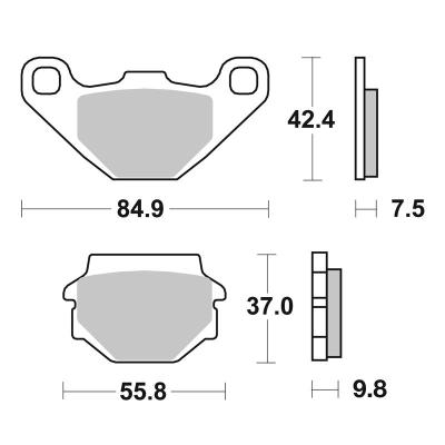 Plaquettes de freins SBS 546SI Sinter M&eacute;tal Fritt&eacute; avant/arri&egrave;re (selon mod&egrave;le)
