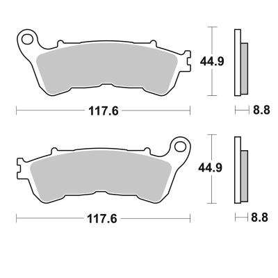 Plaquettes de freins SBS 828HS Sinter M&eacute;tal Fritt&eacute; avant/arri&egrave;re (Sp&eacute;cial ABS selon mod&egrave;le)