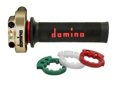 Poign&eacute;e de gaz Domino XM2 Racing avec rev&ecirc;tements A450 - or/noir