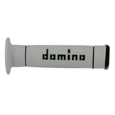 Poign&eacute;es de guidon Domino TRIAL BICOLORE BLANC/NOIR