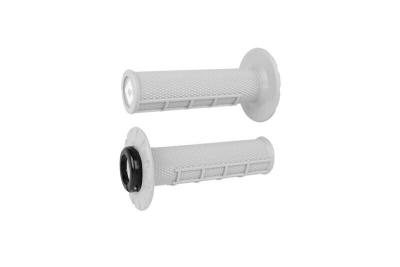 Poign&eacute;es de guidon Odi ATV v2.1 Lock - On semi - gaufr&eacute; blanc noir