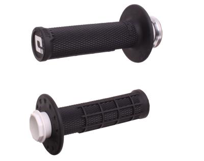 Poign&eacute;es de guidon Odi Micro-X Lock-On semi-gaufr&eacute; - noir/argent