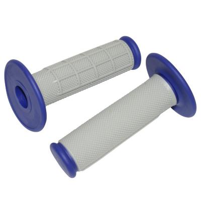 Poign&eacute;es de guidon Replay OFF ROAD CROSS KRATON GRIS - BLEU 115mm - CLOSED END PAIRE