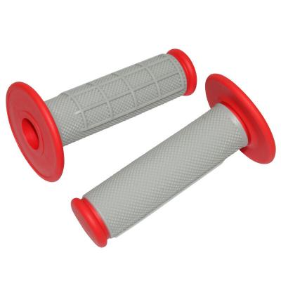 Poign&eacute;es de guidon Replay OFF ROAD CROSS KRATON GRIS - ROUGE 115mm - CLOSED END PAIRE
