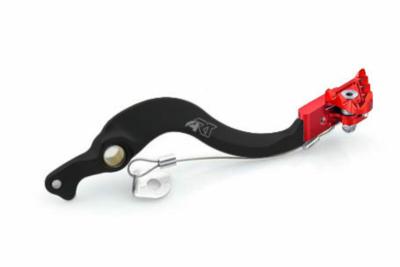 Pédale de frein ART Factory aluminium anodisé noir/embout rouge Gas Gas