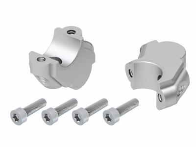 Rehausseur de guidon Hepco & Becker avec d&eacute;port 30 mm de haut et 15 mm en arri&egrave;re - argent