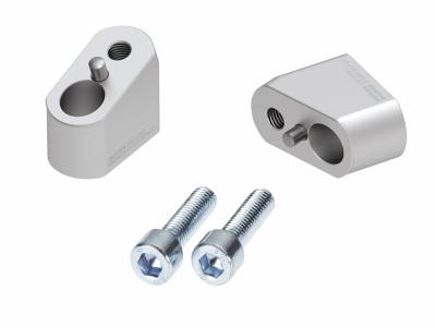 Rehausseur de guidon Hepco & Becker avec d&eacute;port 30 mm de haut et 20 mm en arri&egrave;re - argent