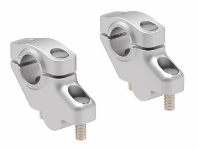 Rehausseur de guidon Hepco & Becker avec d&eacute;port 30 mm de haut et 21 mm en arri&egrave;re - argent