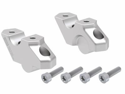 Rehausseur de guidon Hepco & Becker avec d&eacute;port 30 mm de haut et 22 mm en arri&egrave;re - argent