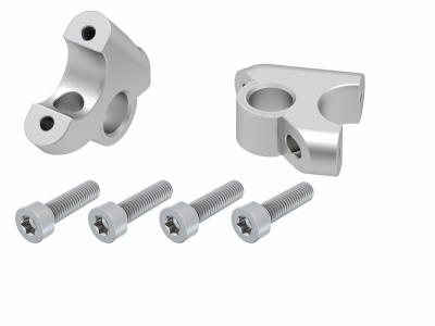 Rehausseur de guidon Hepco & Becker avec d&eacute;port 30 mm de haut et 24 mm en arri&egrave;re - argent