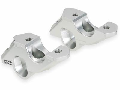 Rehausseur de guidon Hepco & Becker avec d&eacute;port 30 mm de haut et 33 mm en arri&egrave;re - argent