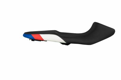 Selle confort Touratech Red blue Fresh Touch chauff&eacute;e - Basse