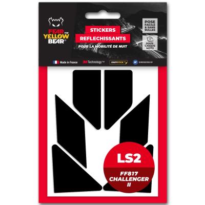 Stickers R&eacute;fl&eacute;chissants Fear The Yellow Bear REPLICA LS2 FF817 Challenger II