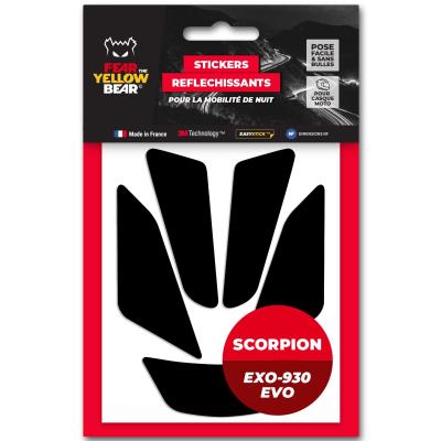 Stickers R&eacute;fl&eacute;chissants Fear The Yellow Bear REPLICA Scorpion Exo 930 Evo