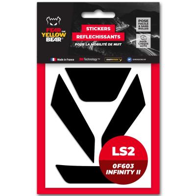 Stickers R&eacute;fl&eacute;chissants Fear The Yellow Bear Replica LS2 0F603 Infinity II