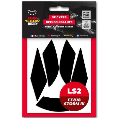 Stickers R&eacute;fl&eacute;chissants Fear The Yellow Bear Replica LS2 FF818 Storm III
