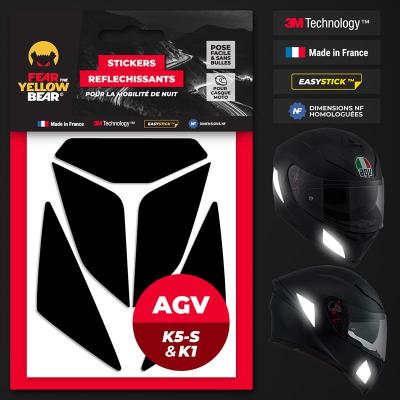 Stickers r&eacute;fl&eacute;chissants casque EASY REPLICA AGV K5-S / K1 NOIR FEARTHEYELLOWBEAR