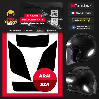 Stickers r&eacute;fl&eacute;chissants casque EASY REPLICA ARAI SZR NOIR FEARTHEYELLOWBEAR