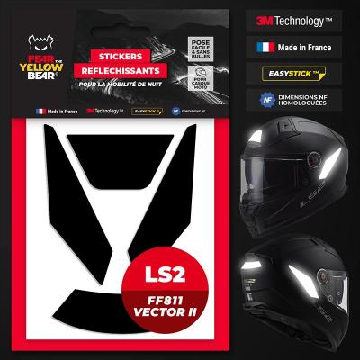 Stickers r&eacute;fl&eacute;chissants casque EASY REPLICA LS2 FF811 VECTOR II FEARTHEYELLOWBEAR