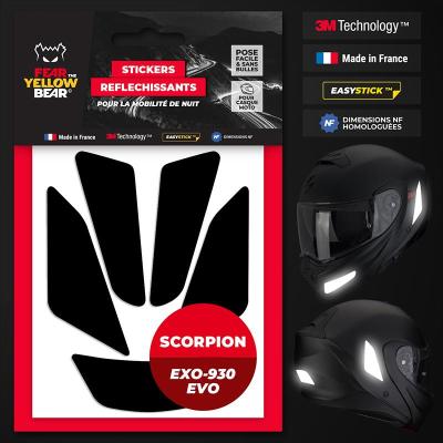 Stickers r&eacute;fl&eacute;chissants casque EASY REPLICA SCORPION EXO 930 EVO FEARTHEYELLOWBEAR