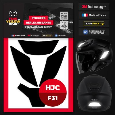 Stickers r&eacute;fl&eacute;chissants casque EASY REPLICA&trade; HJC F31 NOIR FEARTHEYELLOWBEAR
