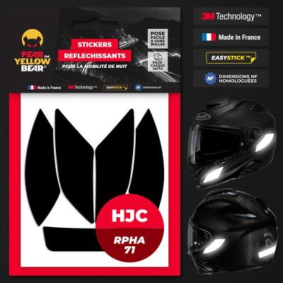 Stickers r&eacute;fl&eacute;chissants casque EASY REPLICA&trade; HJC RPHA71 NOIR FEARTHEYELLOWBEAR