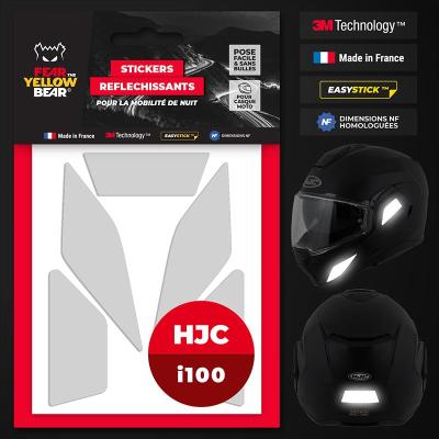 Stickers r&eacute;fl&eacute;chissants casque EASY REPLICA&trade; HJC i100 BLANC FEARTHEYELLOWBEAR