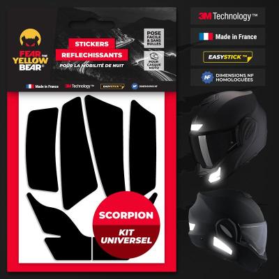 Stickers r&eacute;fl&eacute;chissants casque EASY REPLICA&trade; KIT UNIVERSEL SCORPION EXO NOIR FEARTHEYELLOWBEAR