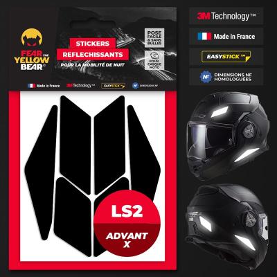 Stickers r&eacute;fl&eacute;chissants casque EASY REPLICA&trade; LS2 ADVANT X NOIR FEARTHEYELLOWBEAR