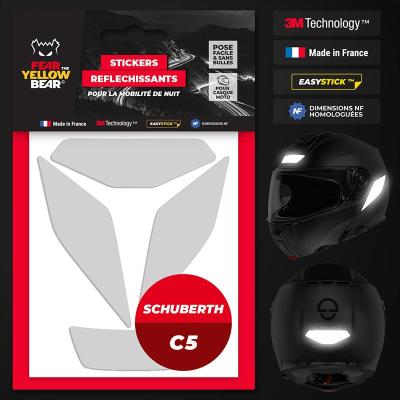 Stickers r&eacute;fl&eacute;chissants casque EASY REPLICA&trade; SCHUBERT C5 BLANC FEARTHEYELLOWBEAR