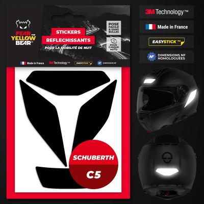 Stickers r&eacute;fl&eacute;chissants casque EASY REPLICA&trade; SCHUBERT C5 NOIR FEARTHEYELLOWBEAR