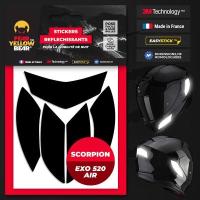 Stickers r&eacute;fl&eacute;chissants casque EASY REPLICA&trade; SCORPION EXO 520 AIR NOIR FEARTHEYELLOWBEAR