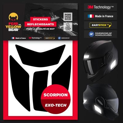 Stickers r&eacute;fl&eacute;chissants casque EASY REPLICA&trade; SCORPION EXO TECH NOIR FEARTHEYELLOWBEAR