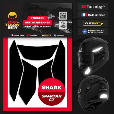 Stickers r&eacute;fl&eacute;chissants casque EASY REPLICA&trade; SHARK SPARTAN GT NOIR FEARTHEYELLOWBEAR