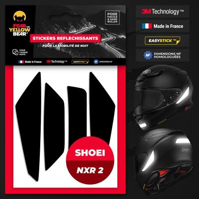 Stickers r&eacute;fl&eacute;chissants casque EASY REPLICA&trade; SHOEI NXR2 NOIR FEARTHEYELLOWBEAR