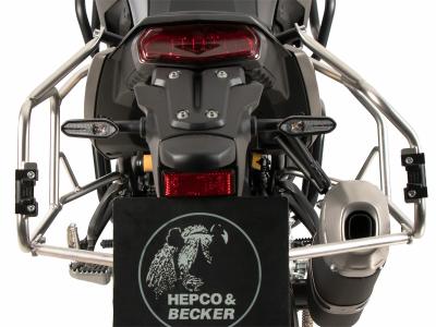 Valise Hepco & Becker Xplorer avec support Cutout - Acier inoxydable/argent