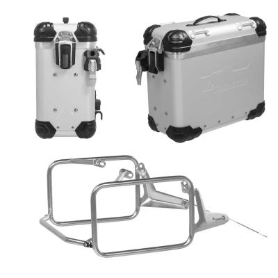 Valise Touratech Kit complet ZEGA Evo 31/31 - Support gris inclus - Anodis&eacute; gris