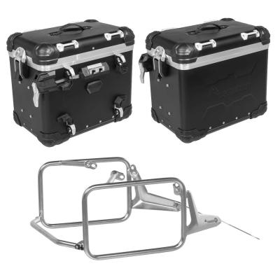 Valise Touratech Kit complet ZEGA Evo 45/45 - Support gris inclus - Anodis&eacute; noir