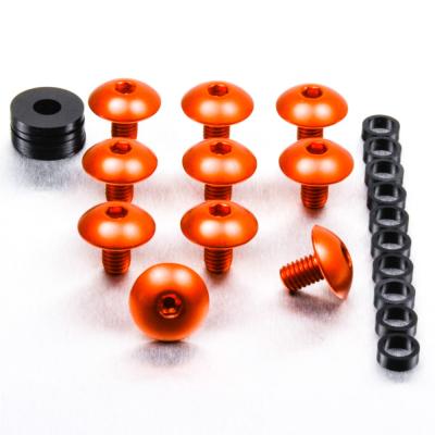 Vis car&eacute;nage t&ecirc;te bomb&eacute;e alu orange M6x1,0x10mm Pro-Bolt x10